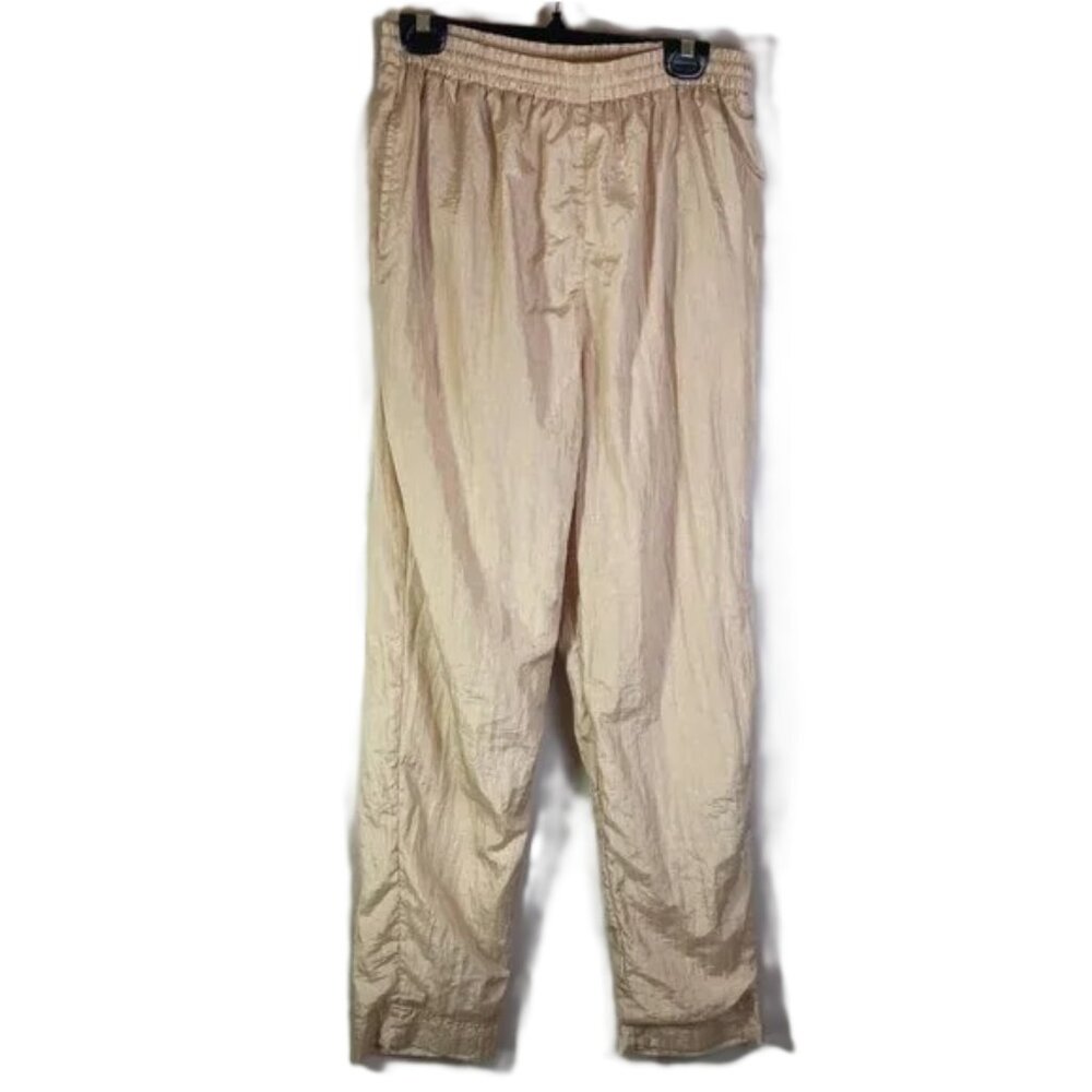 Vintage 90s Lavon Track Pants Shimmer Metallic Gold Tan Nylon Size L - Picture 5 of 14